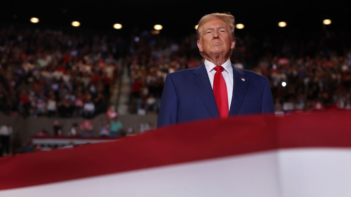 Former President Donald Trump speaks at a rally in Uniondale, New York, on September 18, 2024.