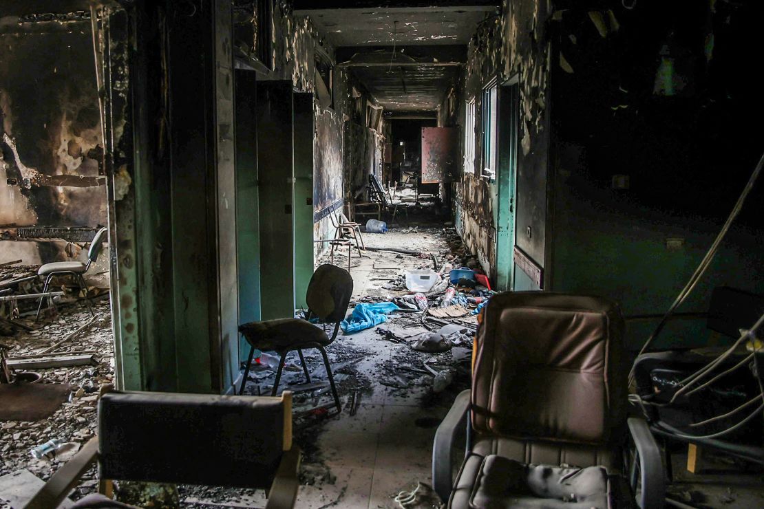 A destroyed corridor of Al-Shifa Hospital, in Gaza City, on September 17. Palestinians say they remain skeptical over whether Sinwar's death will shift Israel's war, which has laid waste to swathes of Gaza.