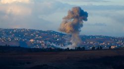 Smoke billows from the site of an Israeli airstrike in Adshit, near the Lebanon-Israel border, on September 23, 2024. The Israeli military on September 23 told people in Lebanon to move away from Hezbollah targets and vowed to carry out more "extensive and precise" strikes against the Iran-backed group. (Photo by Ammar Ammar / AFP) (Photo by AMMAR AMMAR/AFP via Getty Images)