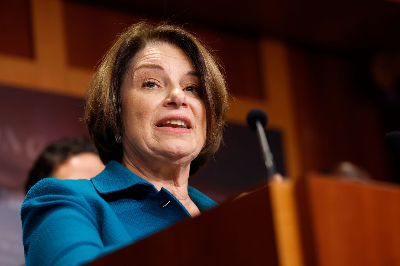 Sen. Amy Klobuchar speaks during a news conference on September 19 in Washington, DC.