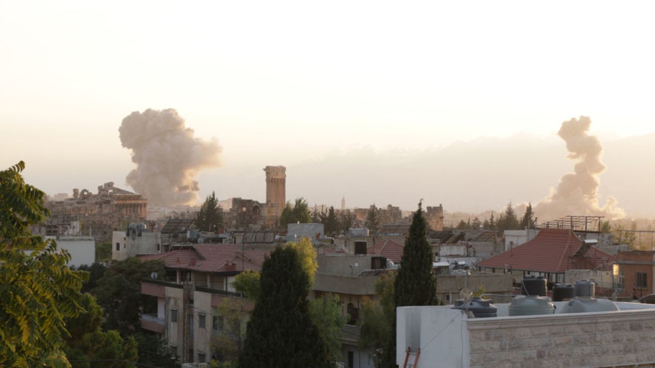 Smoke billows from the site of an Israeli airstrike on the Lebanese city of Baalbeck in the Bekaa valley on September 23, 2024. Israeli air strikes killed 274 people, including 21 children, in south Lebanon on September 23, the Lebanese health minister said, in by far the deadliest cross-border escalation since war erupted in Gaza on October 7. (Photo by Nidal SOLH / AFP) (Photo by NIDAL SOLH/AFP via Getty Images)