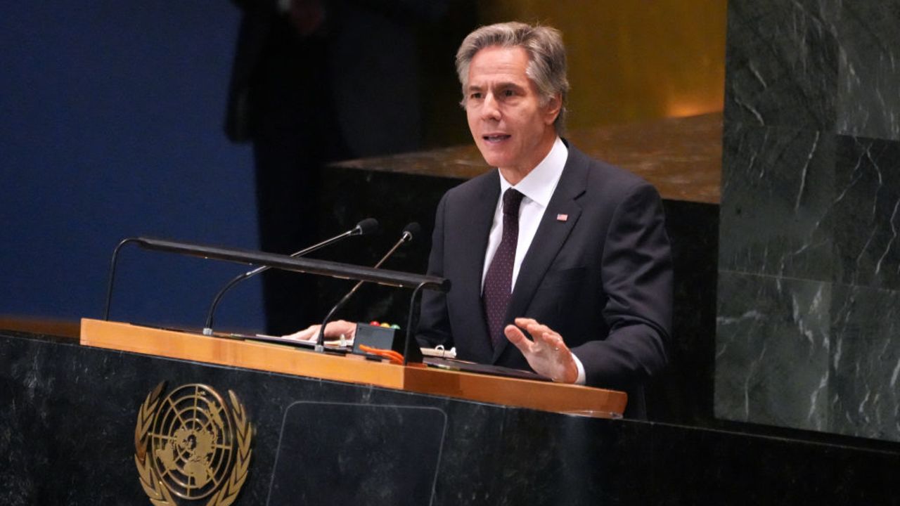 US Secretary of State Antony Blinken speaks during "Summit of the Future" on the sidelines of the UN General Assembly at the United Nations Headquarters in New York, September 23, 2024. (Photo by Bryan R. SMITH / POOL / AFP) (Photo by BRYAN R. SMITH/POOL/AFP via Getty Images)