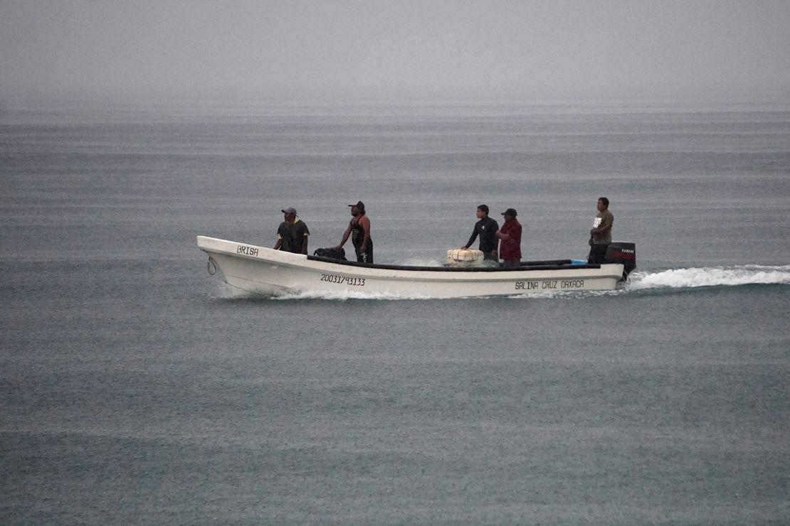 Fishermen return to shore ahead of the arrival of Hurricane John in Salina Cruz, Oaxaca state, Mexico on September 23, 2024.