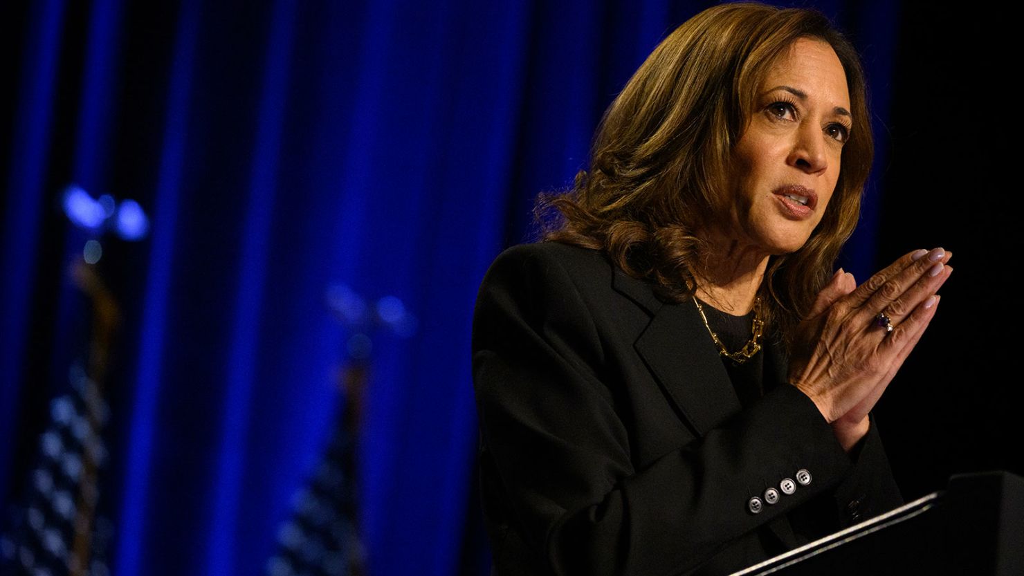 Vice President Kamala Harris speaks at an event hosted by the Economic Club of Pittsburgh on September 25.