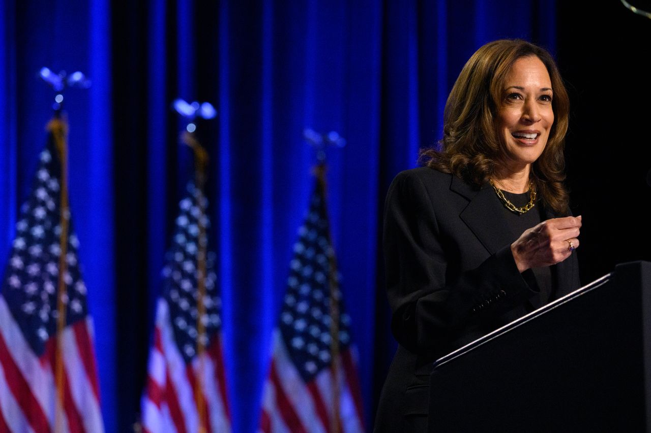 Vice President Kamala Harris speaks at an event in Pittsburgh on September 25.