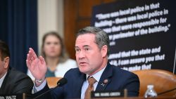 US Representative Mike Waltz, Republican of Florida, speaks during a hearing of the House Task Force on the Attempted Assassination of Donald Trump in Butler, Pennsylvania, on Capitol Hill in Washington, DC, September 26, 2024. (Photo by Mandel NGAN / AFP) (Photo by MANDEL NGAN/AFP via Getty Images)