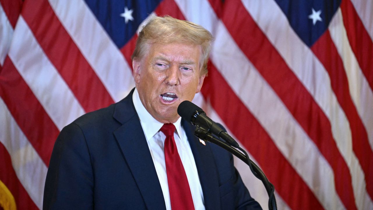 Former President Donald Trump speaks at Trump Tower in New York on Thursday.