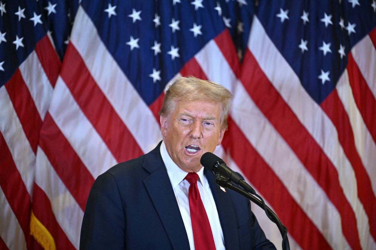 Former President Donald Trump delivers remarks at Trump Tower in New York on Thursday, September 26.