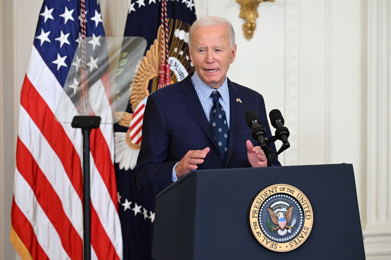 President Joe Biden delivers remarks on gun violence in the East Room of the White House on Thursday, September 26.