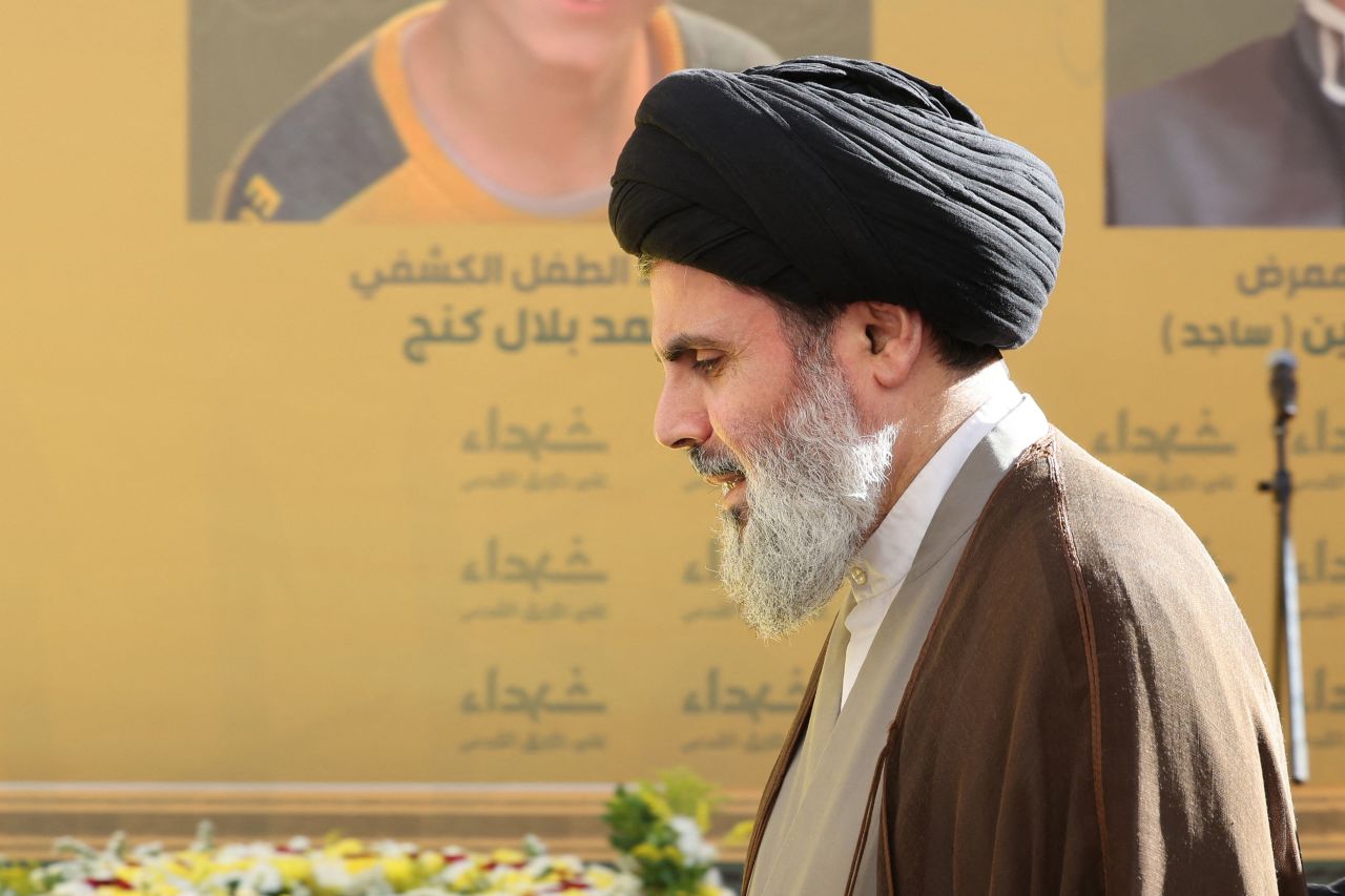 The head of Hezbollah's Executive Council Hashem Safieddine attends the funeral of members of the Shiite Muslim group in Beirut's southern suburbs on September 18, 2024. (Photo by ANWAR AMRO / AFP) (Photo by ANWAR AMRO/AFP via Getty Images)