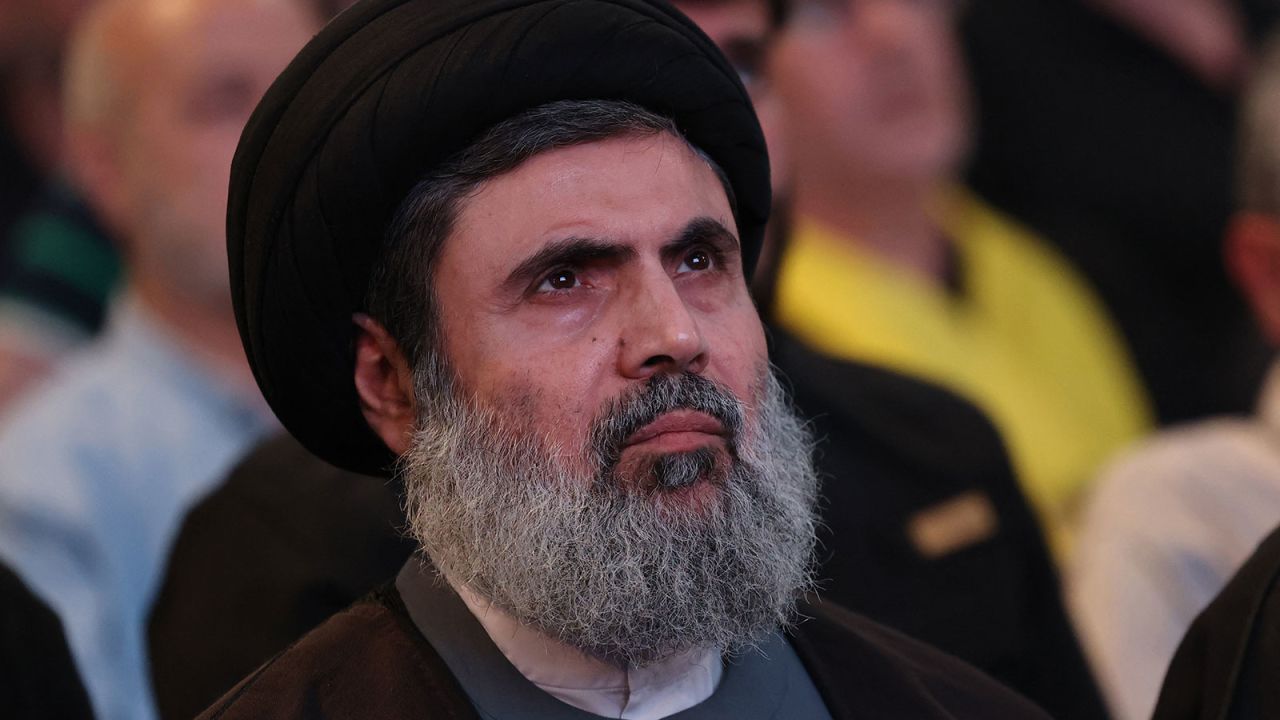 The head of Hezbollah's Executive Council Hashem Safieddine attends a ceremony of the Iran-backed Shiite militant group in Beirut's southern suburbs on May 24.