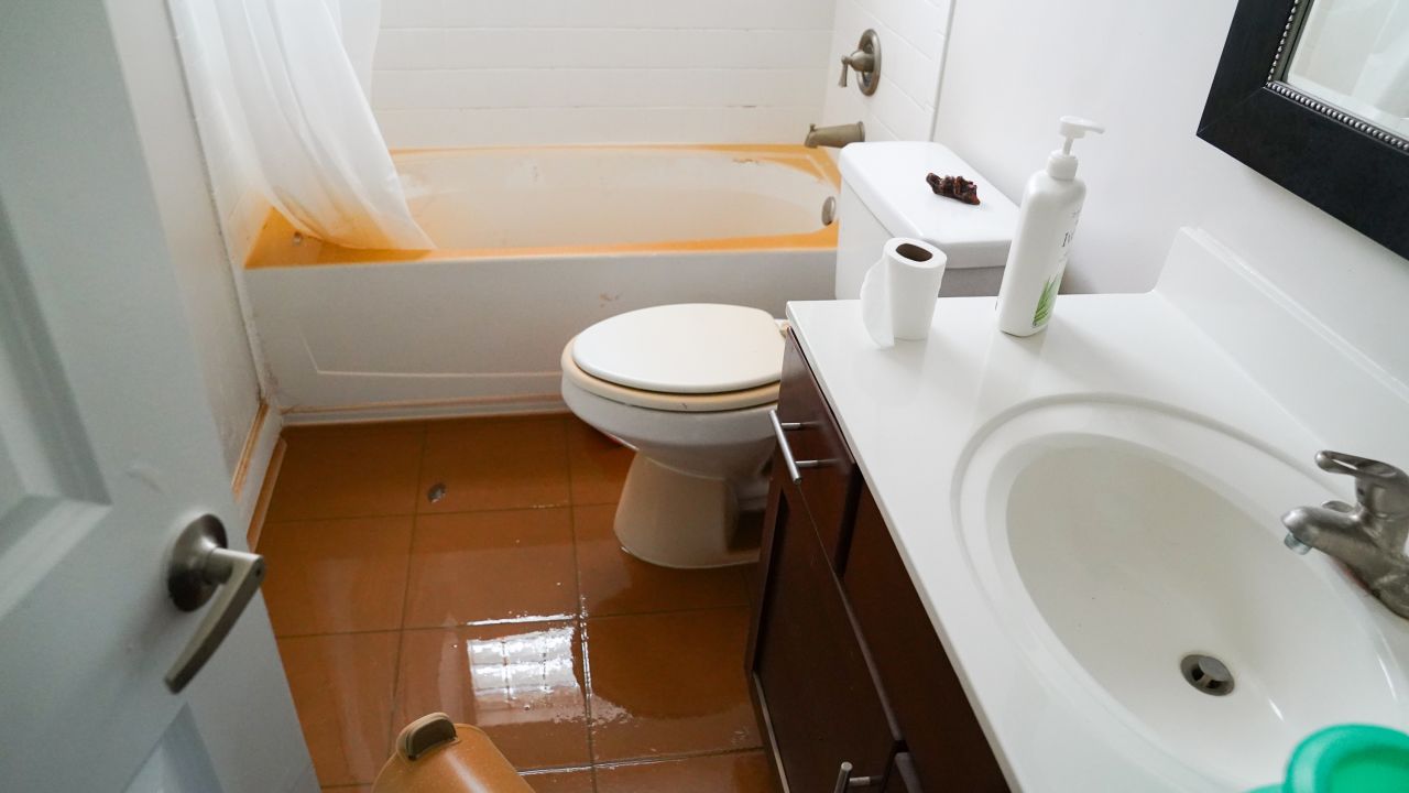 An apartment at Peachtree Park Apartments flooded after hurricane Helene brought in heavy rains overnight in Atlanta, Georgia, on September 27.