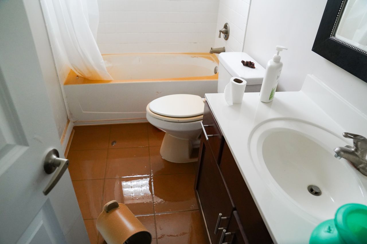 An apartment at Peachtree Park Apartments flooded after hurricane Helene brought in heavy rains overnight in Atlanta, Georgia, on September 27.