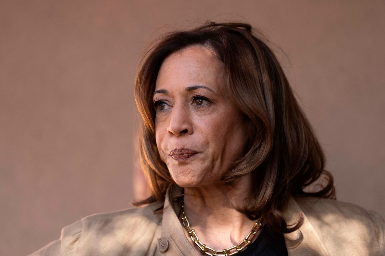 Vice President Kamala Harris speaks to media at the Douglas Port of Entry at the US-Mexico border in Douglas, Arizona, on Friday.