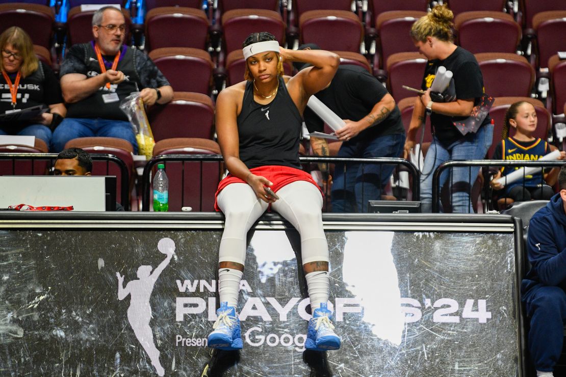 Indiana Fever forward NaLyssa Smith looks on before Game 2 of the first round of the 2024 WNBA Playoffs between the Indiana Fever and the Connecticut Sun.