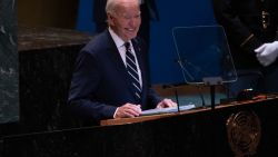 NEW YORK, NEW YORK - SEPTEMBER 24: US President Joe Biden addresses world leaders during the United Nations General Assembly (UNGA) at the United Nations headquarters on September 24, 2024 in New York City. World leaders convened for the General Assembly as the world continues to experience major wars in Gaza, Ukraine and, Sudan along with a threat of a larger conflict in the Middle East. (Photo by Spencer Platt/Getty Images)