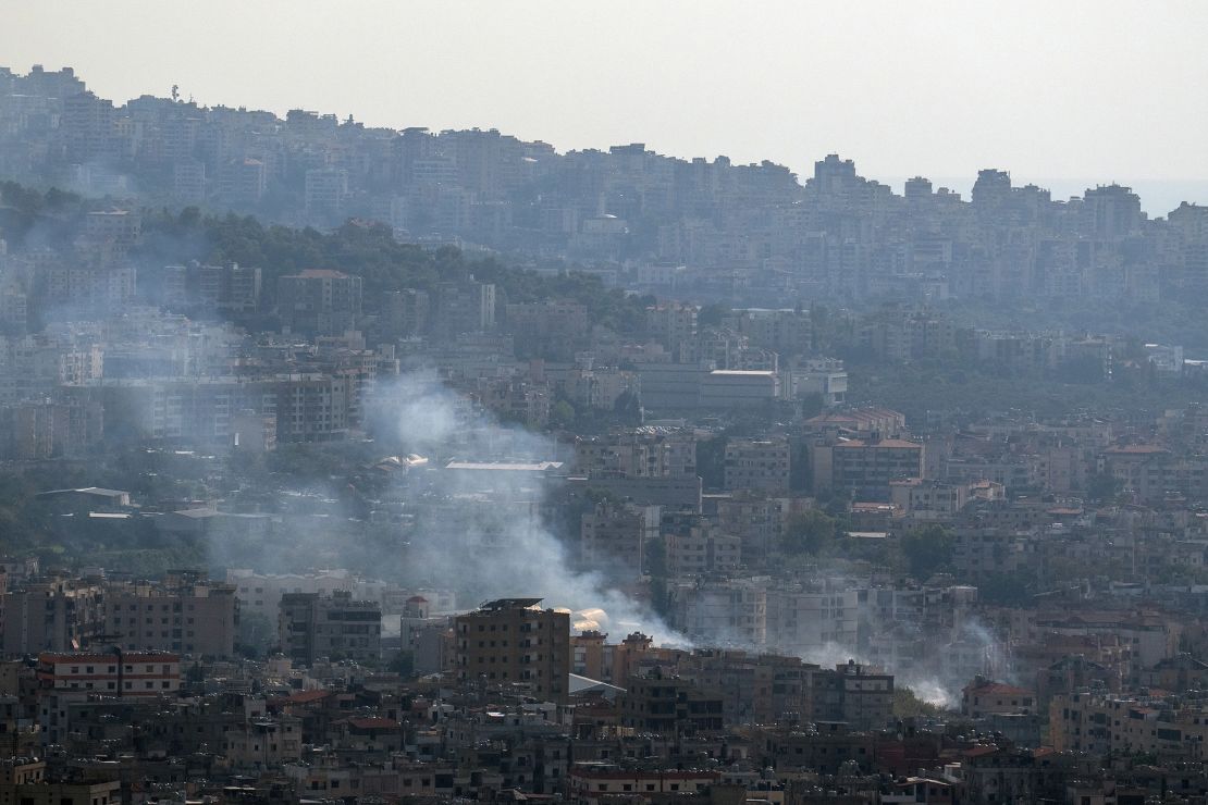 Smoke rises from a building following an Israeli airstrike in Beirut, Lebanon, September 28, 2024.