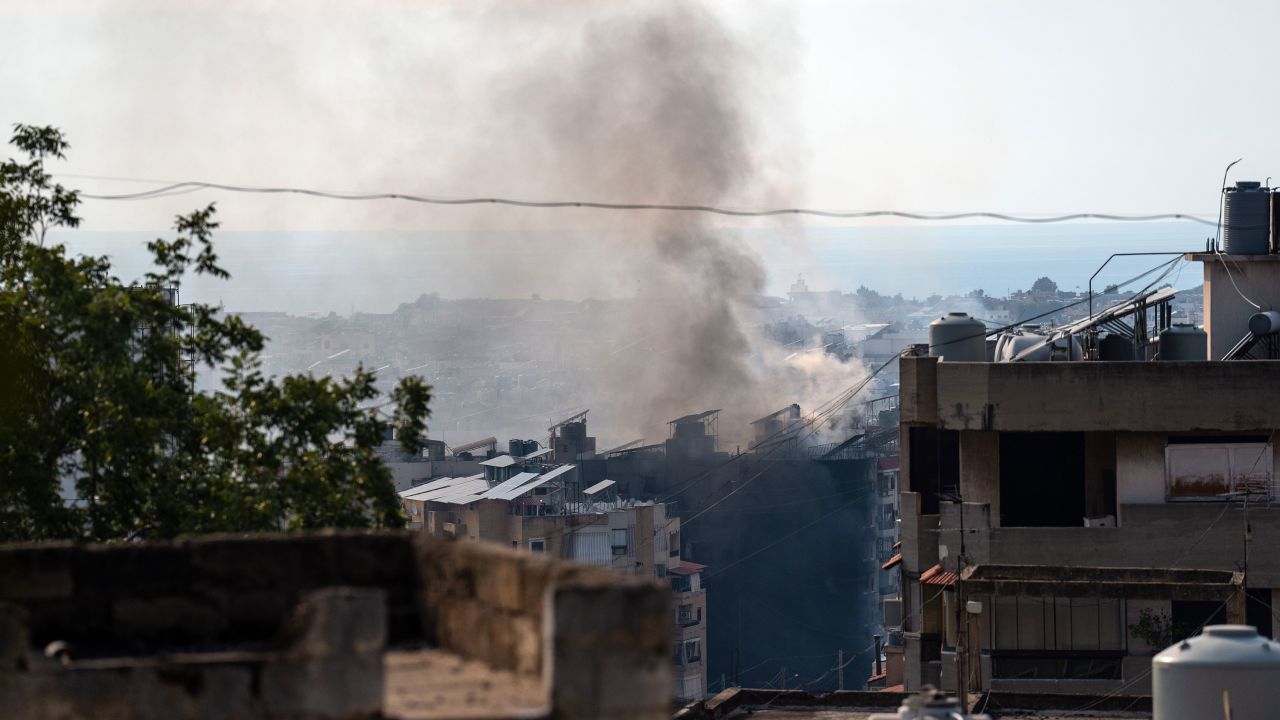 Smoke rises from a building following an Israeli airstrike in Beirut, Lebanon, on Saturday.