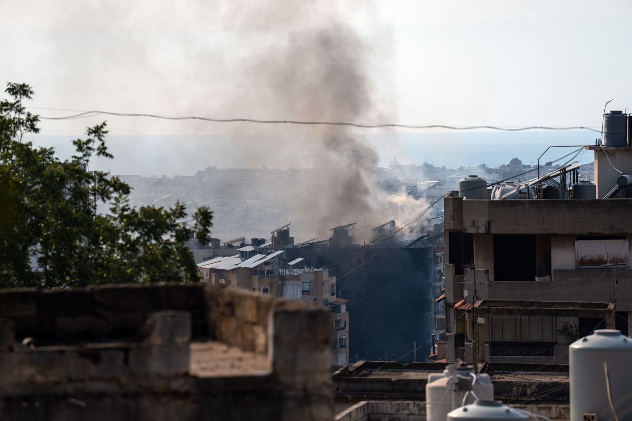 Smoke rises from a building following an Israeli airstrike in Beirut, Lebanon, on Saturday.