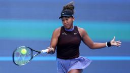 BEIJING, CHINA - SEPTEMBER 25: Naomi Osaka of Japan plays a forehand in the women's single first round match against Lucia Bronzetti of Italy during the day 3 of 2024 China Open at National Tennis Center on September 25, 2024 in Beijing, China. (Photo by Lintao Zhang/Getty Images)