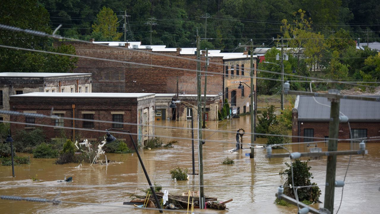 Flooding is seen in Asheville, North Carolina, on September 28.