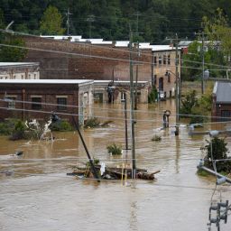 ASHEVILLE, NORTH CAROLINA - SEPTEMBER 28: Heavy rains from hurricane Helene caused record flooding and damage  on September 28, 2024 in Asheville, North Carolina. Hurricane Helene made landfall in Florida's Big Bend on Thursday night with winds up to 140 mph and storm surges that killed at least 42 people in several states. (Photo by Melissa Sue Gerrits/Getty Images)