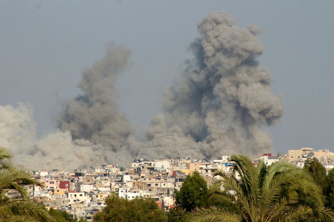 Smoke billows after an Israeli strike on a village near the southern Lebanese city of Tyre on September 29, 2024.