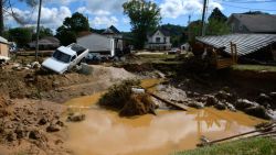 OLD FORT, NORTH CAROLINA - SEPTEMBER 29: Damage and residual flooding from Mill Creek is seen in the aftermath of Hurricane Helene on September 29, 2024 in Old Fort, North Carolina. According to reports, more than 60 people have been killed across the South due to the storm, and millions have been left without power. North Carolina has been approved for a Federal Major Disaster Declaration. (Photo by Melissa Sue Gerrits/Getty Images)