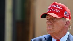 Former US President and Republican presidential candidate Donald Trump delivers remarks to the press in the aftermath of powerful storm Helene at Chez What furniture store in Valdosta, Georgia, September 30, 2024. (Photo by CHANDAN KHANNA / AFP) (Photo by CHANDAN KHANNA/AFP via Getty Images)