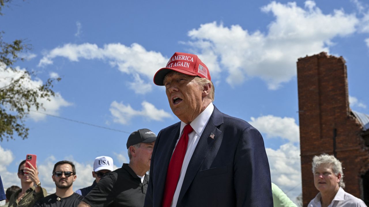 Former President Donald Trump delivers remarks to the press in Valdosta, Georgia, on Monday.