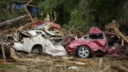 OLD FORT, NORTH CAROLINA - SEPTEMBER 30: Vehicles uncovered after days in debris lay near what used to be Mill Creek in the aftermath of Hurricane Helene on September 30, 2024 in Old Fort, North Carolina. According to reports, at least 100 people have been killed across the southeastern U.S., and millions are without power due to the storm, which made landfall as a Category 4 hurricane on Thursday. The White House has approved disaster declarations in North Carolina, Florida, South Carolina, Tennessee, Georgia, Virginia and Alabama, freeing up federal emergency management money and resources for those states. (Photo by Melissa Sue Gerrits/Getty Images)