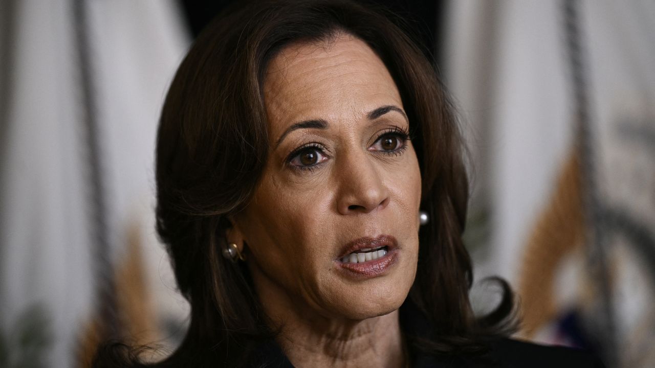 US Vice President and Democratic presidential candidate Kamala Harris speaks after Iran launched around 200 missiles on Israel, at the Josephine Butler Parks Center in Washington, DC on October 1, 2024. In her remarks, Harris pledged 'unwavering' commitment to Israel's security. (Photo by Brendan SMIALOWSKI / AFP) (Photo by BRENDAN SMIALOWSKI/AFP via Getty Images)