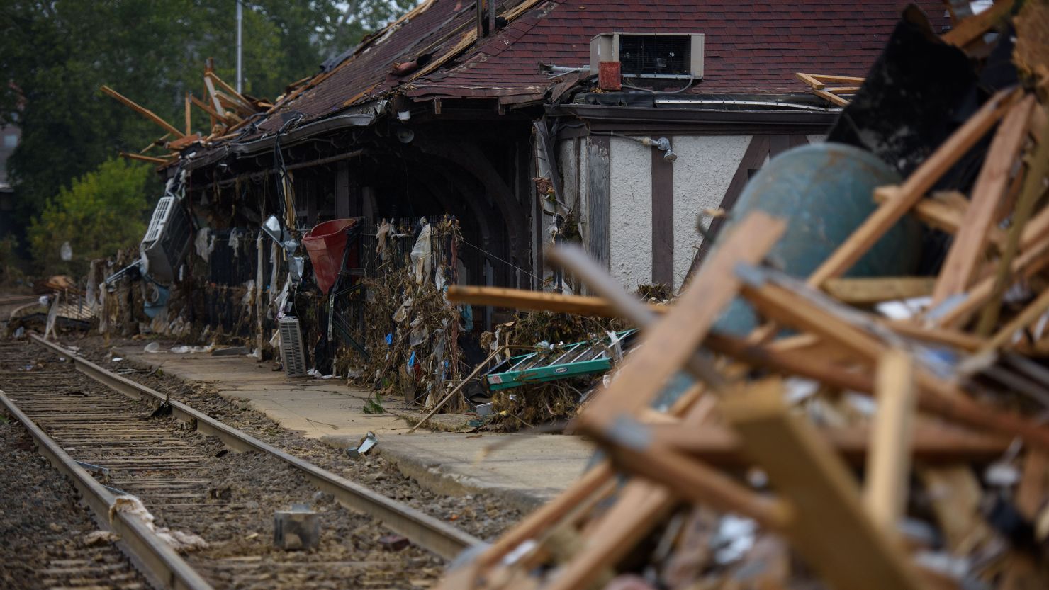 The Village Wayside Bar and Grill in Asheville, North Carolina, was damaged by Hurricane Helene.