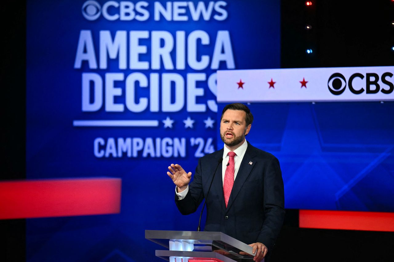 Vance makes a point during the debate. The Republican was elected to the US Senate in 2022.