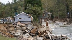 BAT CAVE, NORTH CAROLINA - OCTOBER 1: Destroyed houses and buildings along the Broad River in the aftermath of Hurricane Helene on October 1, 2024 in Bat Cave, North Carolina. The death toll has topped 140 people across the southeastern U.S. due to the storm, according to published reports, which made landfall as a category 4 storm on Thursday. Millions are without power and the federal government has declared major disasters in areas of North Carolina, Florida, South Carolina, Tennessee, Georgia, Virginia and Alabama, freeing up federal emergency management money and resources for those states, according to the reports. (Photo by Sean Rayford/Getty Images)