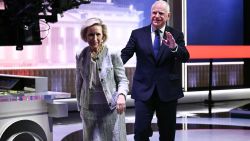 Minnesota Governor and Democratic vice presidential candidate Tim Walz and his wife Gwen Walz exit after Walz participated in the Vice Presidential debate against US Senator and Republican vice presidential candidate J.D. Vance hosted by CBS News at the CBS Broadcast Center in New York City on October 1, 2024. (Photo by ANGELA WEISS / AFP) (Photo by ANGELA WEISS/AFP via Getty Images)