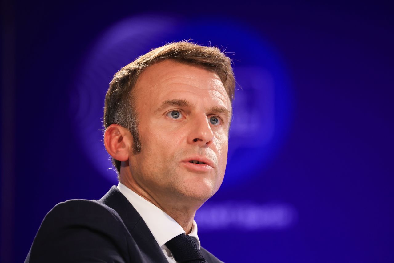 Emmanuel Macron, France's president, at the Berlin Global Dialogue in Berlin, Germany, on Wednesday, Oct. 2, 2024. The forum runs until Wednesday, Oct. 2. Photographer: Krisztian Bocsi/Bloomberg via Getty Images