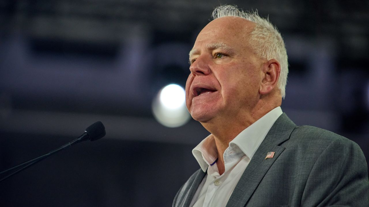 Minnesota Gov. Tim Walz speaks during a rally in York, Pennsylvania, on October 2.