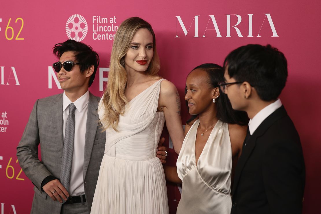 Angelina Jolie, with her children Pax (left), Zahara and Maddox at a screening of 