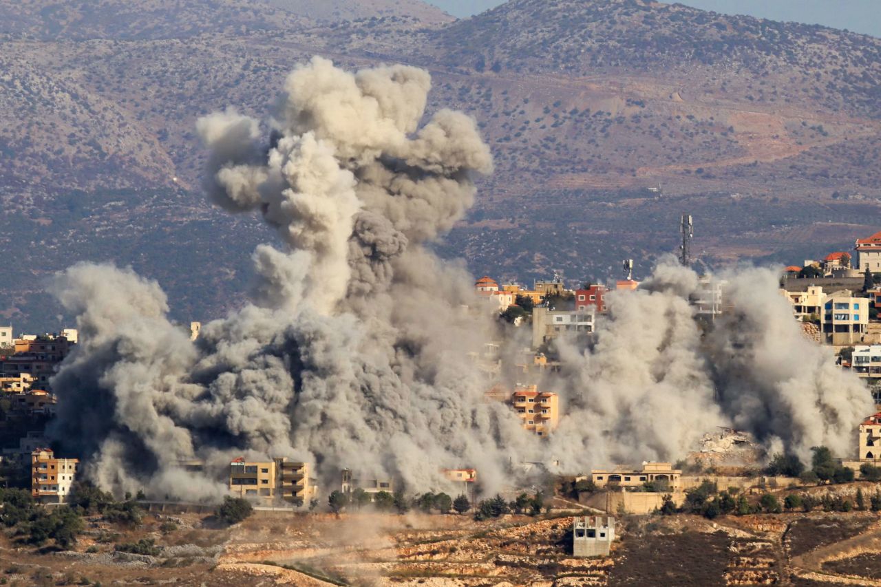 Smoke billows from an Israeli airstrike in Khiam, Lebanon, on October 3.