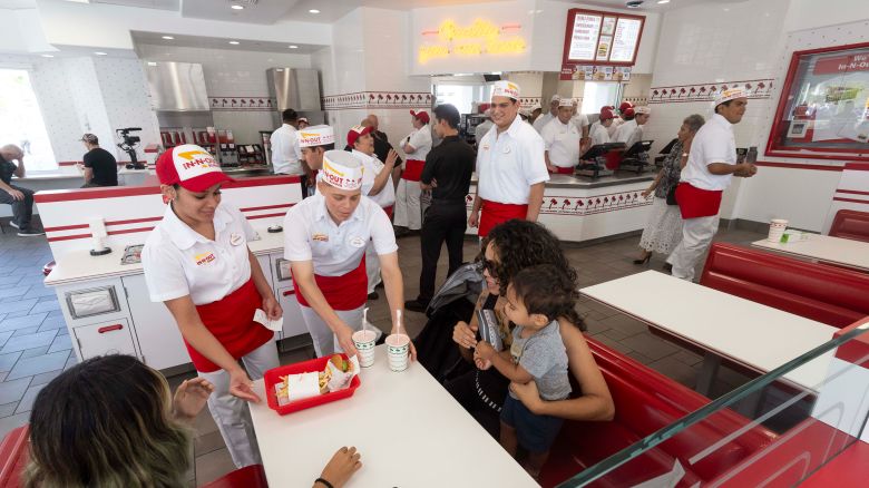 Customers are served during opening day of the In-N-Out Burger at The Outlets at Orange in Orange, CA on Friday, July 26, 2024.