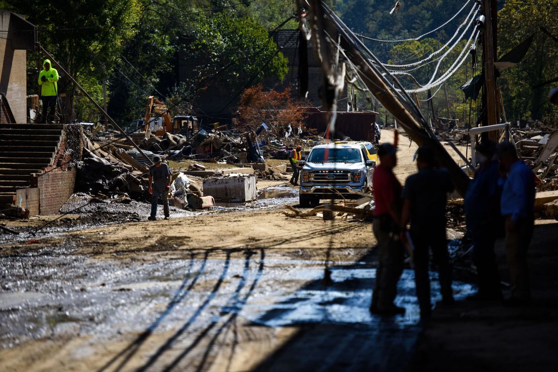 Damage is seen in Marshall, North Carolina, on Thursday.