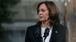 Vice President and Democratic Presidential nominee Kamala Harris speaks during a rally at Ripon College on October 3, 2024, in Ripon, Wisconsin.