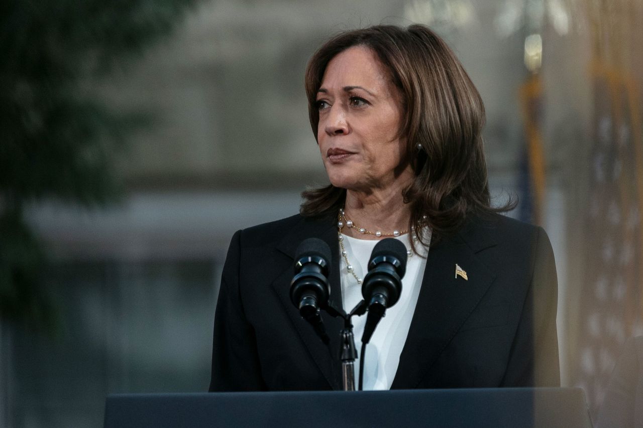 RIPON, WISCONSIN - OCTOBER 3: Vice President Kamala Harris speaks during a rally at Ripon College on October 3 in Ripon, Wisconsin.