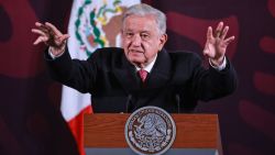 MEXICO CITY, MEXICO - SEPTEMBER 30: President of Mexico Andres Manuel Lopez Obrador gestures during the daily morning briefing at Palacio Nacional on September 30, 2024 in Mexico City, Mexico. President-elect Claudia Sheinbaum will take office tomorrow. (Photo by Manuel Velasquez/Getty Images)