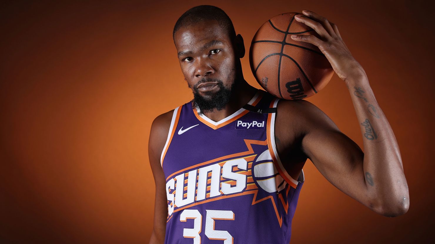 Kevin Durant poses for a portrait during Phoenix Suns' media day on September 30, 2024.