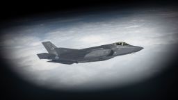 This photograph taken aboard a French Air Force Airbus A330 MRTT (Multi Role Tanker Transport), over Greek territorial waters on October 4, 2024 shows an US stealth multirole combat aircraft Lockheed Martin F-35 waiting for an aerial refueling, while it participates in the "Ramstein Flag 2024" exercise.