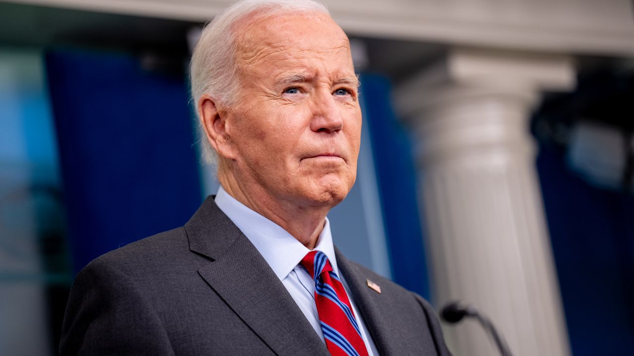 WASHINGTON, DC - OCTOBER 4: U.S. President Joe Biden appears during a news conference in the Brady Press Briefing Room at the White House on October 04, 2024 in Washington, DC. Biden made a surprise appearance, his first in the briefing room since becoming president, to tout a positive job report and take questions from reporters. (Photo by Andrew Harnik/Getty Images)