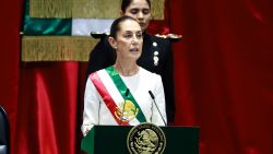 MEXICO CITY, MEXICO - OCTOBER 01: New president of Mexico Claudia Sheinbaum Pardo delivers a speech during the investiture ceremony as part of the presidential inauguration on October 01, 2024 in Mexico City, Mexico. Claudia Sheinbaum takes office as the first female president of Mexico following an overwhelming victory in the presidential election. (Photo by Manuel Velasquez/Getty Images)