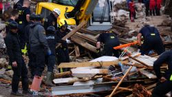 Rescuers search for survivors in flooded houses near Neretva river canyon, following heavy rains in the village of Donja Jablanica, about 50 kilometres south-west of Sarajevo on October 5, 2024. Local authorities indicate grim possibility that between 14 and 20 persons might have lost their lives after getting caught in their homes, by flood waters carrying large quantities of debris and mud. (Photo by ELVIS BARUKCIC / AFP) (Photo by ELVIS BARUKCIC/AFP via Getty Images)